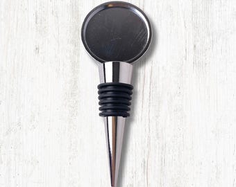 Set of 5 bottle stopper cabochon trays, approx. 4.2" wine bottle stopper with 36mm cab bezel setting, DIY hostess gifts, glass cabs optional