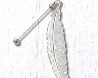 Set of 5 beadable blank bookmarks, DIY feather bookmark with beadable bar, bookish book lover gifts, add a bead post (D0163)