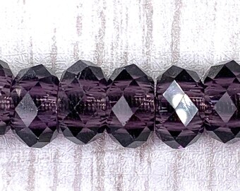 Large hole purple glass faceted beads, purple faceted no metal core for DIY fairy wand or garden stake, European glass sparkly beads 10 pc