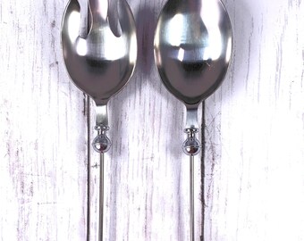 Beadable blanks, large salad spoon and fork, beadable serving utensils, beadable items DIY gifts for hostess,  housewarming, or wedding gift