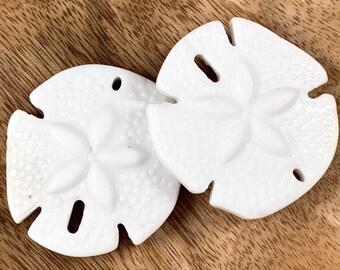 Sand dollar pendant, 2 pcs, 39 mm sea glass style sand dollar, large focal beads for jewelry making, frosted glass charms (C0131)