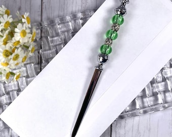 Beaded letter opener, unique desk accessories, envelope opener for coworker office gift, practical and pretty gift for girlfriend with pouch