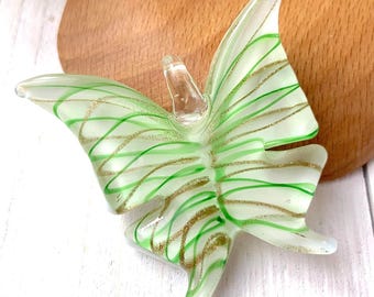 Set of 3 glass butterfly pendants, 45x42mm lamwpork glass charms for jewelry, butterfly ornaments for car charms and other crafts (A0002)