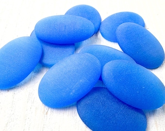 10 oval sea glass style cabochons, 10/18/25mm frosted flat back undrilled cabs for jewelry