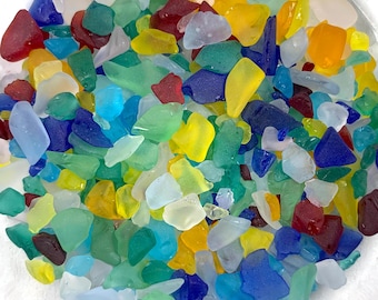 Multicolor teeny tiny sea glass style gravel pieces, approx. 1 oz / 28 g, 2mm-12mm extra small tumbled glass pebbles, matte glass (F203/204)