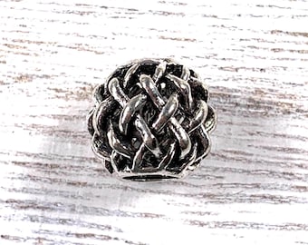 10 metal tube spacer beads, 9mm basket weave-like rondelle beads, 4.9mm hole, antique silver colored metal beads for fairy garden stakes