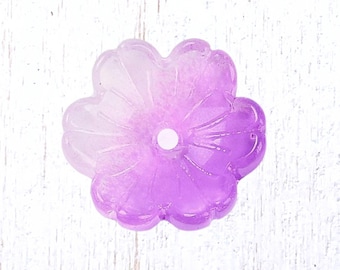 20 orchid ombre glass flower-shaped bead caps, 14x14mm w/ 1.5mm hole for beaded flower art