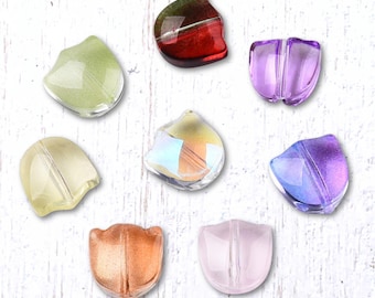 20 glass tulip beads, 9x9mm, assorted color mix for springtime jewelry and crafts