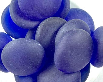 15 large 25-28mm blue frosted sea glass gems, mosaic glass cabochons for crafting, cultured sea glass  for crafts, vase filler, home decor