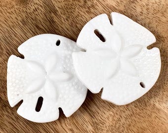 Sand dollar pendant, 2 pcs, 39 mm sea glass style sand dollar, large focal beads for jewelry making, frosted glass charms (C0131)