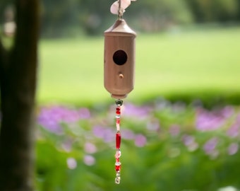 Decorative bird houses, hanging hummingbird perch, bird watching gift, garden gifts for women, unique bird house sun catcher