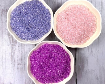 Purple crushed glass for crafts, pink irregular broken glass for resin projects, 1-3 mm glittery violet glass Turkish lamps mosaic 4 oz