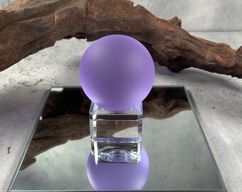 Lavender sea glass ball, frosted glass orb, tumbled glass accents for table trays, large marble, coastal decor accents, sea glass lover gift