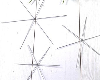 12 beadable snowflakes w/ hooks, wire forms for beaded snowflake ornaments, DIY beaded ornaments, sun catchers, 3.7"/4.5"/6", 4 of each size