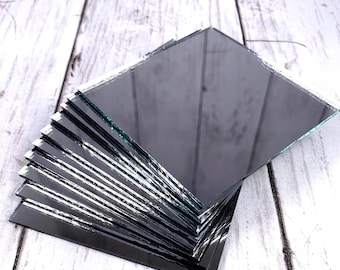 3 inch glass square mirror tiles, small mirrors for crafts, hobby supplies, DIY mirror decorating, mirror embellishments for crafts, 10 pcs
