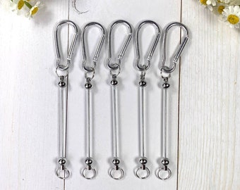5 beadable blank bag charms with carabiner clip, DIY beadable keychain bar, add a bead backpack charm, DIY party favors, blank keychains