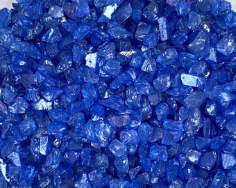 Crushed glass for crafts, blue irregular broken glass for resin projects, 3-6 mm glittery glass frit for Turkish lamps mosaic projects 4 oz