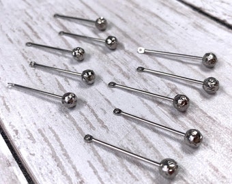 Set of 10 beadable pendant bars, add a bead DIY charms, ball head pins for earrings, make your own necklace pendants, craft night supplies