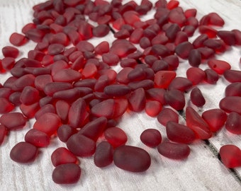 Red sea glass stones for sea glass art, tumbled glass pebbles for vase filler, matte glass rocks, glass for crafting, approx. 4 oz / 112 g