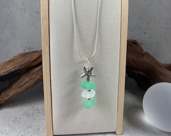 Starfish sea glass necklace, recycled glass jewelry, beach wedding accessories, bridesmaid gift, simplistic necklace everyday gifts under 30