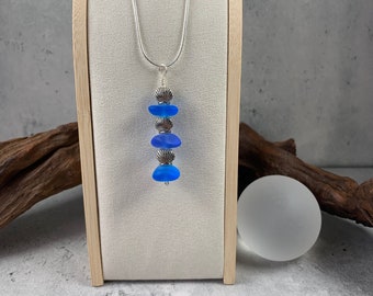 Stacked glass scallop shell sea glass necklace, recycled glass jewelry, beach wedding bridesmaid accessories, simplistic necklace everyday