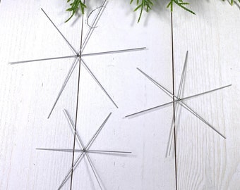 12 beadable snowflakes w/ hooks, wire forms for beaded snowflake ornaments, DIY beaded ornaments, sun catchers, 3.7"/4.5"/6", 4 of each size
