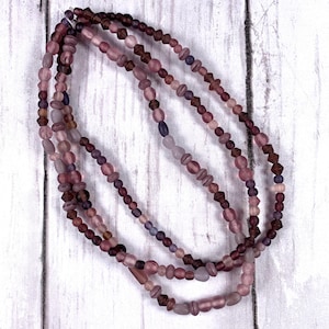Purple frosted mixed beads, small beads for earrings, lavender bead soup strands, assorted beads for jewelry, 3mm - 6mm, 3 strands 180 beads