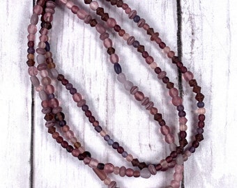Purple frosted mixed beads, small beads for earrings, lavender bead soup strands, assorted beads for jewelry, 3mm - 6mm, 3 strands 180 beads