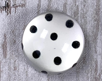 Polka dot printed glass cabochons for jewelry, 18mm half round print flat back cabochons for earrings, cute glass accents for crafts, 20 pc