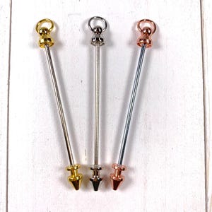 10 beadable blank bars, add a bead posts, easy beading craft for adults, use for keychains, bookmarks, ornaments, 3.25&quot; long, 2.1mm post