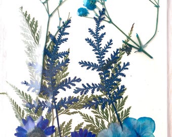 2 packs of dried pressed blue and turquoise flowers, preserved flowers and leaves for resin art, framed floral arrangement, candles