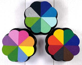 Multicolor ink pads for stamping, 8 colors with removeable wedges for stamps, fingerprint art, scrapbooking, cards, paper crafts, multimedia