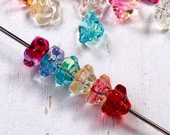 20 trumpet flower beads, small 8.5x5.5mm electroplated glass flower beads, dainty bell flower bead caps for jewelry making, beading crafts