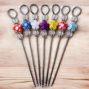 Set of 3 cake tester cookie scribe tools, beaded pokey tool for vinyl weeding, baking tool gift for bakers, gift for crafters, flower lovers