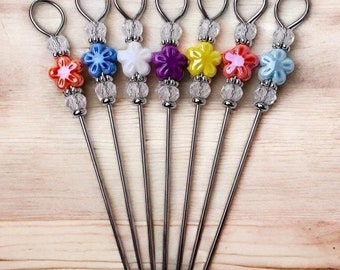 Set of 3 cake tester cookie scribe tools, beaded pokey tool for vinyl weeding, baking tool gift for bakers, gift for crafters, flower lovers