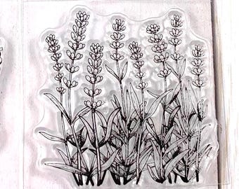 Floral stamp set, 5 silicone floral bundle stamps, lavender and other wildflower bouquets, for scrapbooking, planner, junk journal, cards