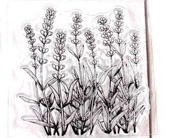 Floral stamp set, 5 silicone floral bundle stamps, lavender and other wildflower bouquets, for scrapbooking, planner, junk journal, cards