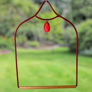 Red hummingbird swing, hummingbird perch feeder accessory, bird watching gift, new home gift, hummingbird gifts for bird lovers, mom or dad