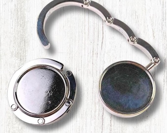 Purse hanger blank, 1 foldable handbag hook for table, use with cabochons, resin, polymer clay, DIY functional gift for friends (B0100)