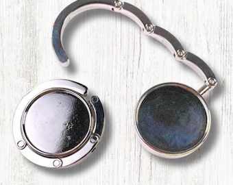 Purse hanger blank, 1 foldable handbag hook for table, use with cabochons, resin, polymer clay, make your own functional gift for friends