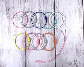 Beadable cable for DIY tumbler cup charms, steel cable wire keychain with twist open ends, wire rings for crafts, 15.5 cm, set of 10 or 32