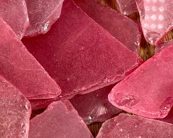 Rosy red sea glass for crafts, glass on glass art, merlot colored flat frosted man-made sea glass for mosaics, wedding decor, jewelry, 8 oz