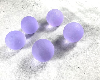 Lavender sea glass style marbles, 5 pc, approx. 28mm solid glass spheres, tumbled sea glass style orbs, frosted glass coastal decor