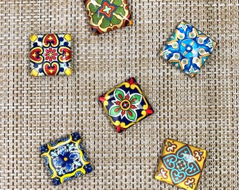 Glass tile magnets in gift tin, mandala, paisley magnets for fridge, assorted prints, holiday gift for coworker, teacher, random pick of 6