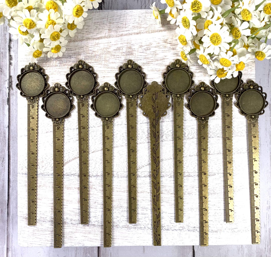 10 Floral Ruler Bookmark Blanks, Vintage Style Bronze Finish Metric ...