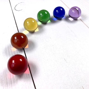 Glass marbles, 19-20mm/.75" transparent undrilled glass beads, 10/12 pcs for decor, jewelry, games, rainbow color set option (H0236-242)