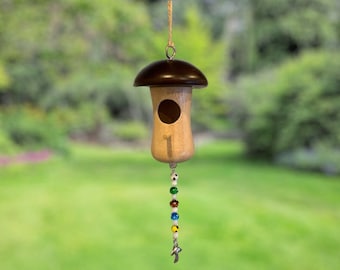 Decorative bird house, hummingbird perch, mushroom gifts for women, cottagecore fungi gifts, unique bird lover gift, fun housewarming gift