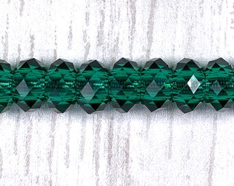 Large hole teal glass faceted beads, teal green faceted no metal core for DIY fairy wand or garden stake, European glass sparkly beads 10 pc
