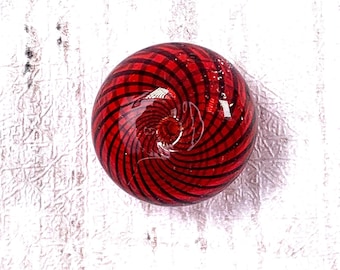 Red and black striped blown glass beads, 5 pcs, 15mm, hollow glass double hole beads for necklaces, focal beads for earrings (A0005)