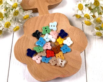 Glass butterfly buttons, 25 pcs mixed assorted colors butterfly shape buttons, 12x10mm 2 hole, for button art, sewing, glass accents (A0007)